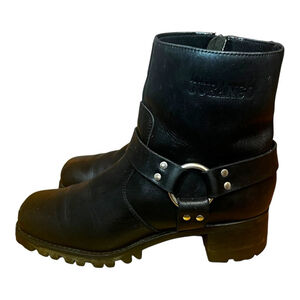 Women's Durango Black Leather Harness Engineer Moto Boots, 8